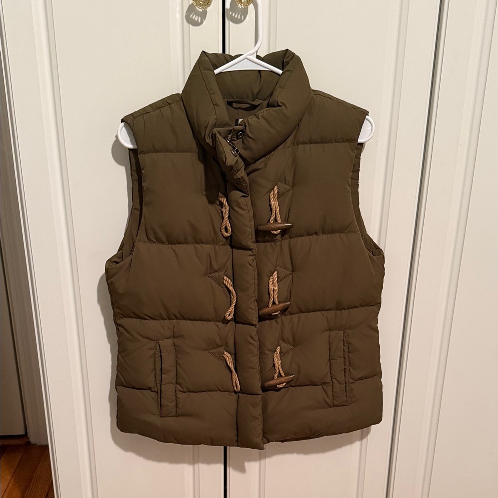 J. Crew Olive Puffer Vest